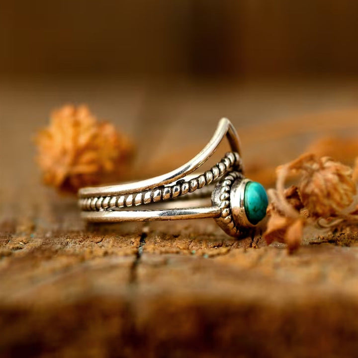 Bague avec perles turquoises | Or
