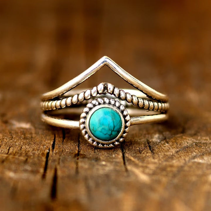 Bague avec perles turquoises | Or