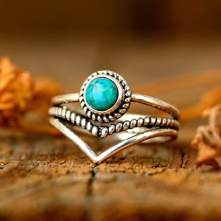 Bague avec perles turquoises | Or