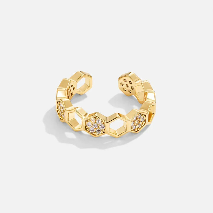 Bague en cristal en Nid d'abeille | Or