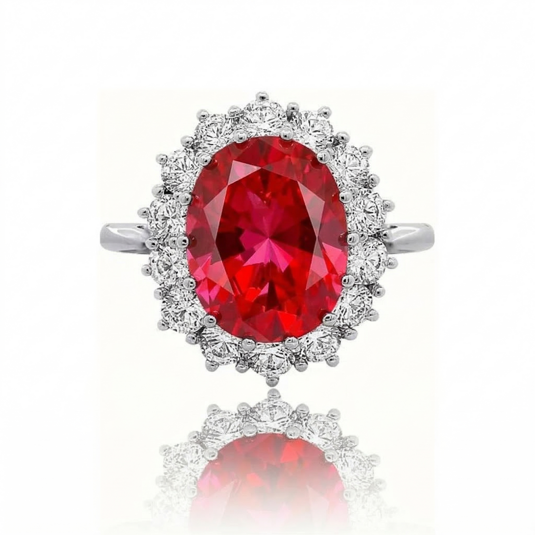Bague en rubis couronne écarlate | Or blanc