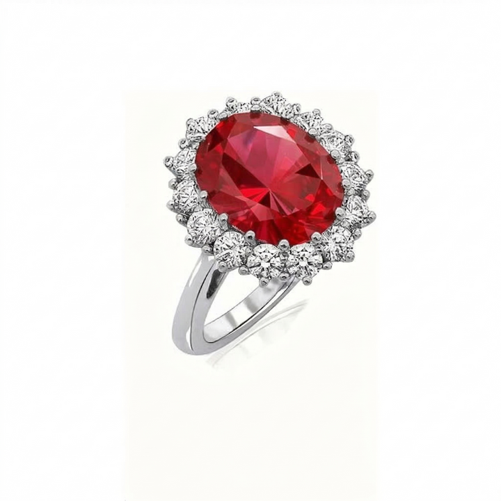 Bague en rubis couronne écarlate | Or blanc