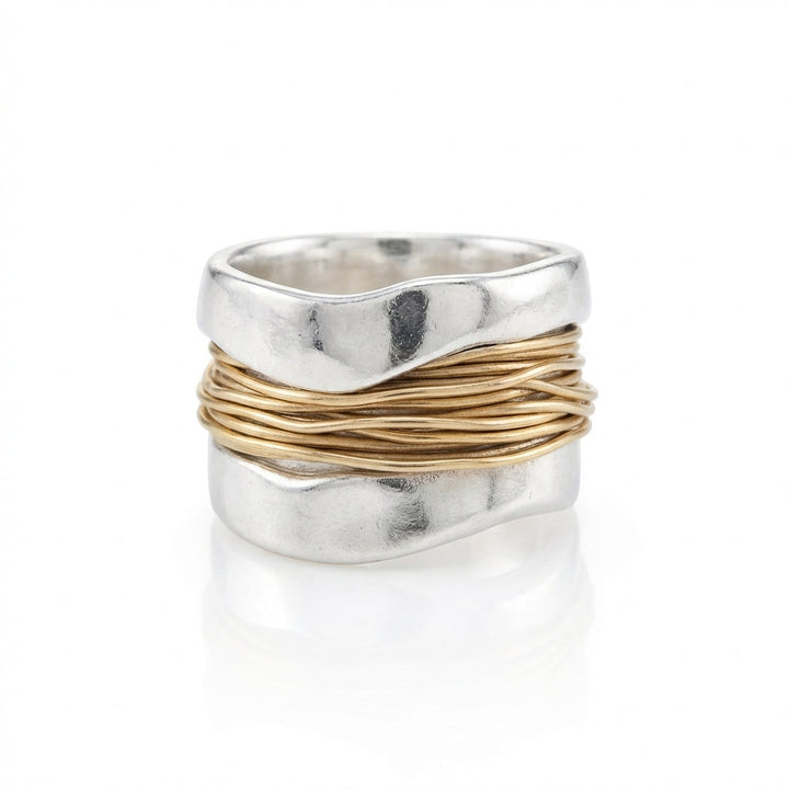 Bague avec fils d'or | Argent