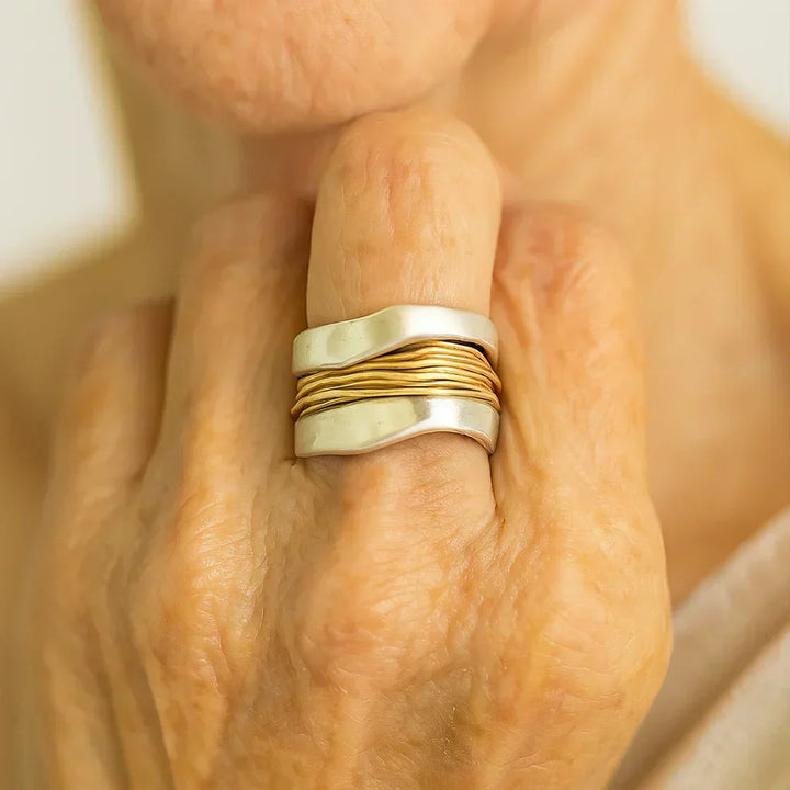 Bague avec fils d'or | Argent