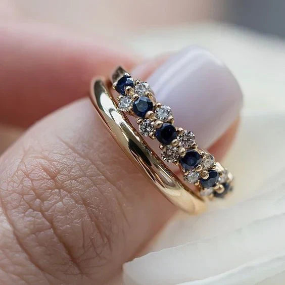 Bague classique avec zirconiums bleus | Or