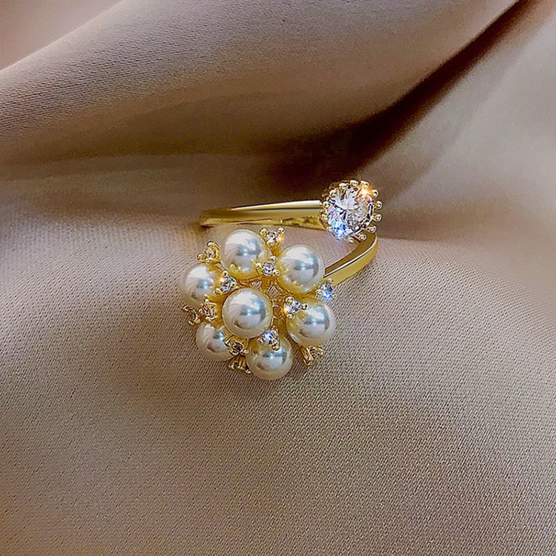 Bague réglable avec des perles mignonnes | Or