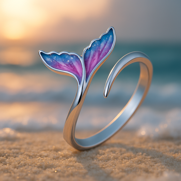 Bague réglable avec queue de dauphin colorée | Or
