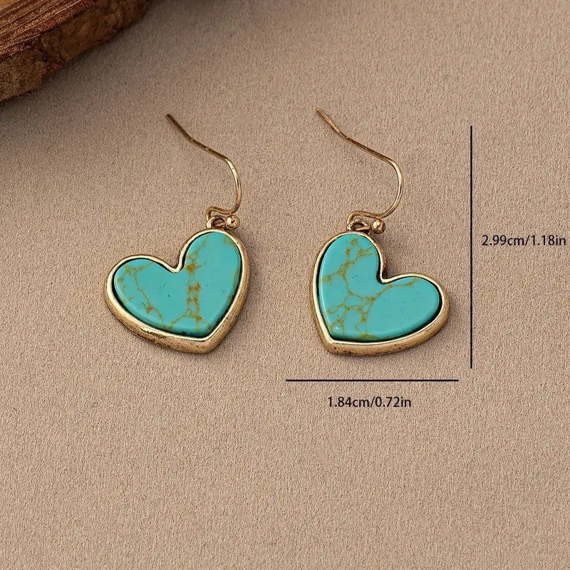 Boucles d'oreilles amour turquoise | Or rose