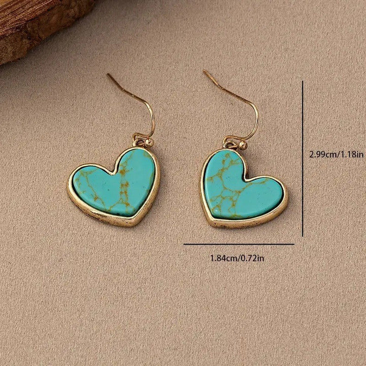 Boucles d'oreilles amour turquoise | Or rose
