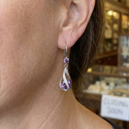 Boucles d'oreilles Calithra torsade lumineuse | Or blanc