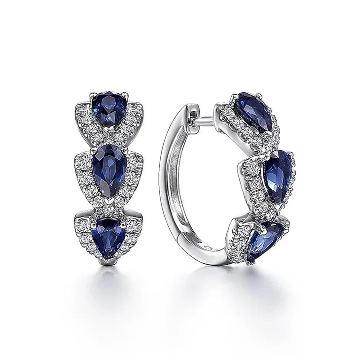 Boucles d'oreilles couronne Royale saphir | Or blanc