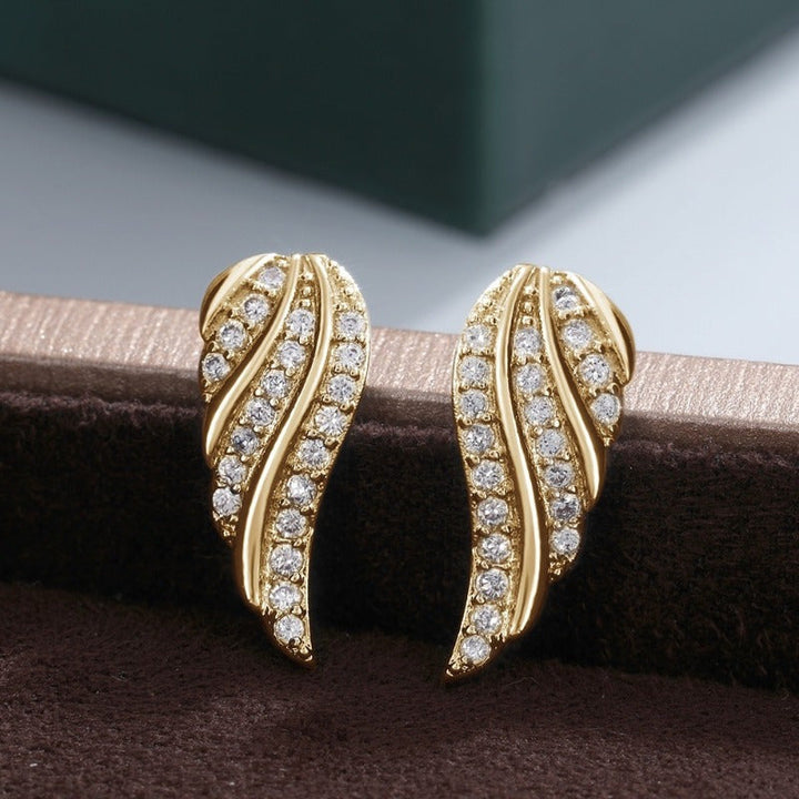 Boucles d'oreilles feuille moderne pavée | Or