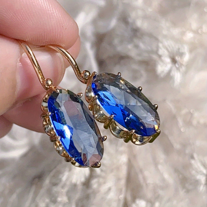 Boucles d'oreilles fleur bleue | Or