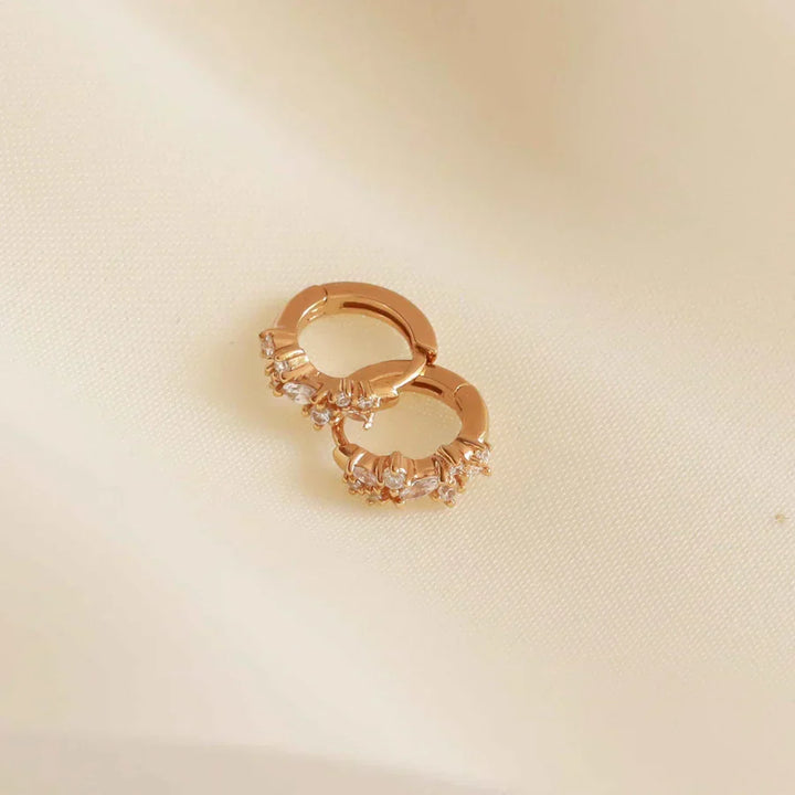 Boucles d'oreilles huggies en cristal | Or