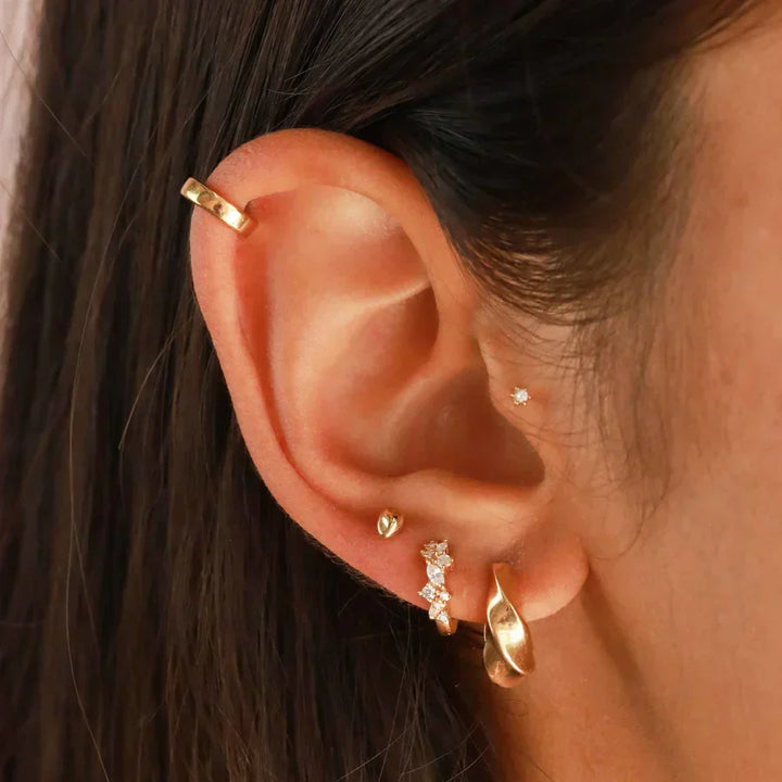 Boucles d'oreilles huggies en cristal | Or