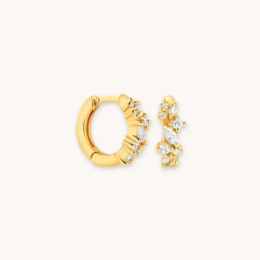 Boucles d'oreilles huggies en cristal | Or