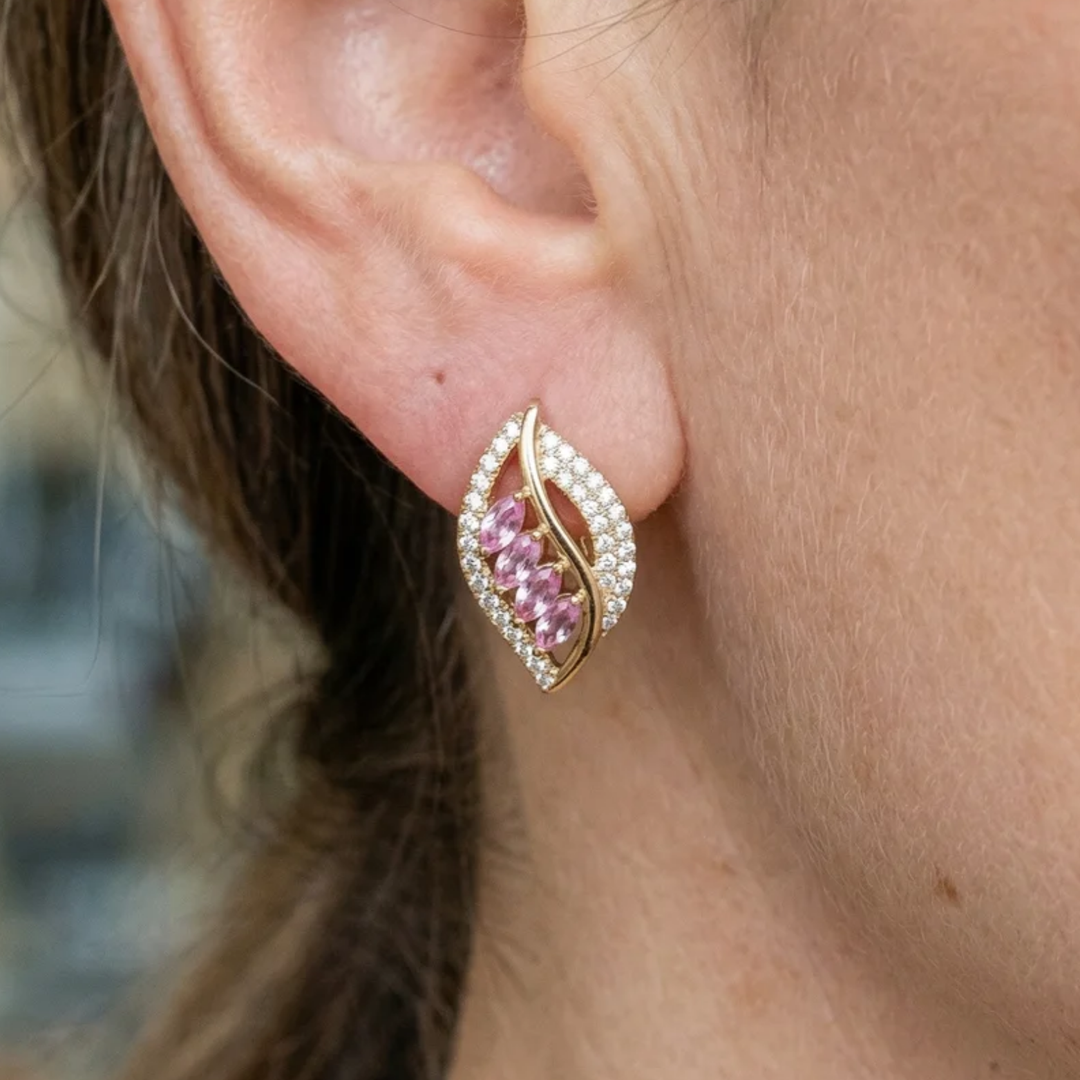 Boucles d'oreilles Isaline lune rosée | Or