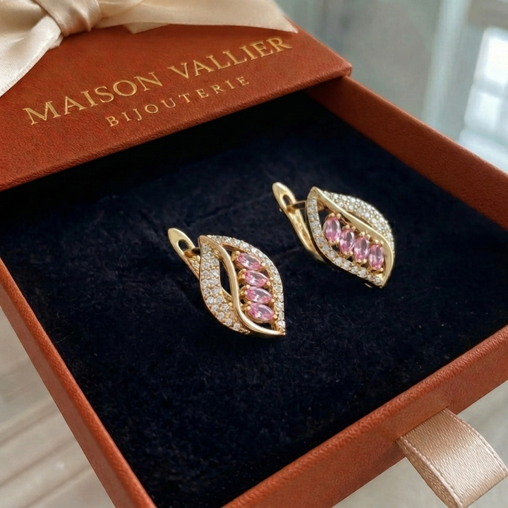 Boucles d'oreilles Isaline lune rosée | Or