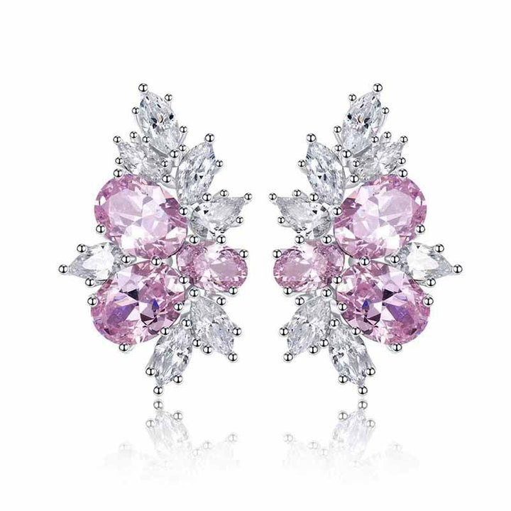 Boucles d'oreilles Lyra fleur rosée | Or blanc
