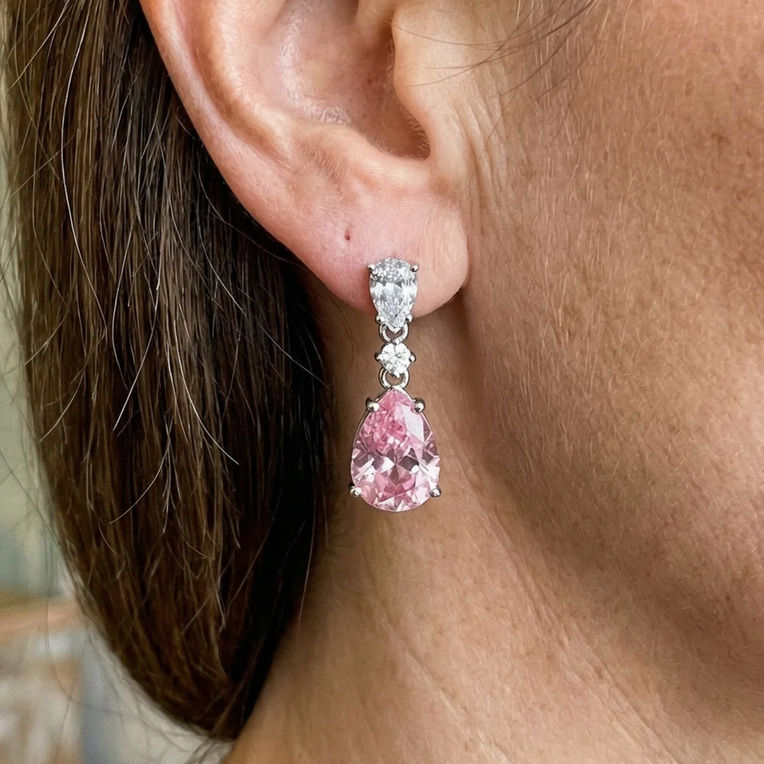 Boucles d'oreilles Mireya éclat rosé | Or blanc