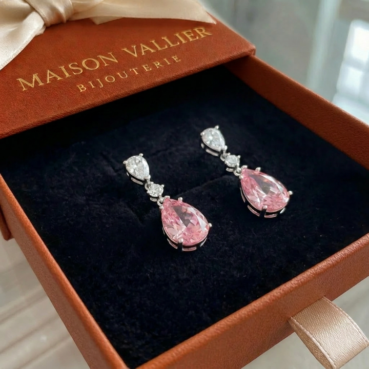 Boucles d'oreilles Mireya éclat rosé | Or blanc