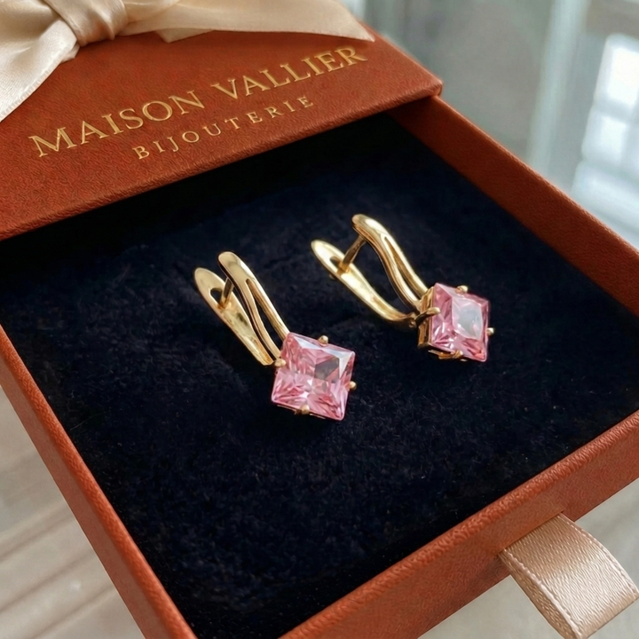 Boucles d'oreilles Rosaluxe couronne lumineuse | Or rose
