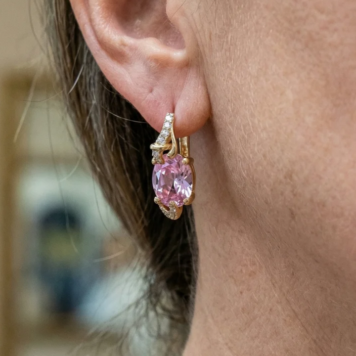 Boucles d'oreilles rose aube | Or