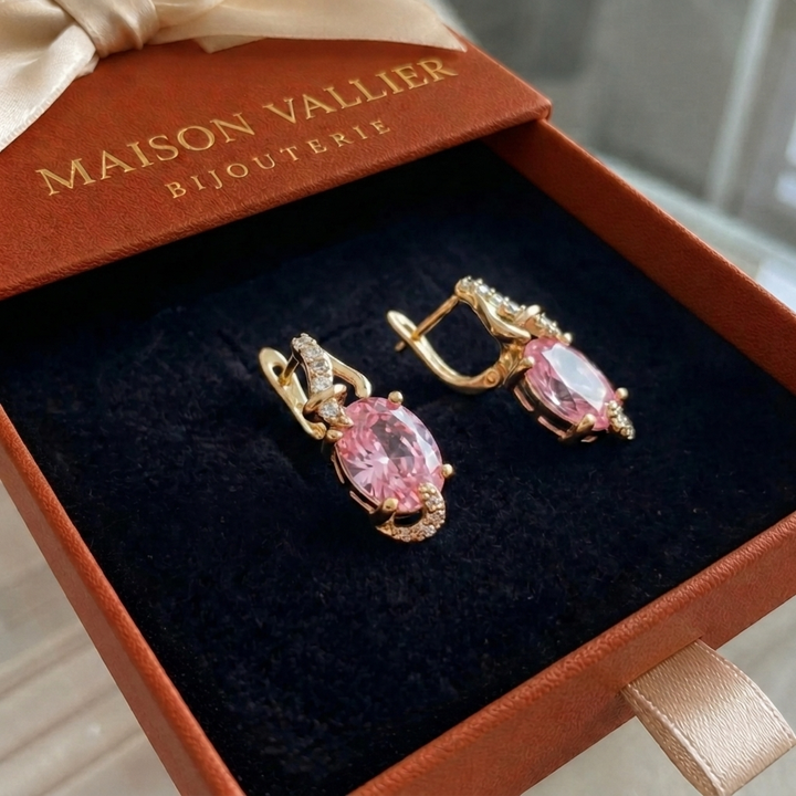 Boucles d'oreilles rose aube | Or