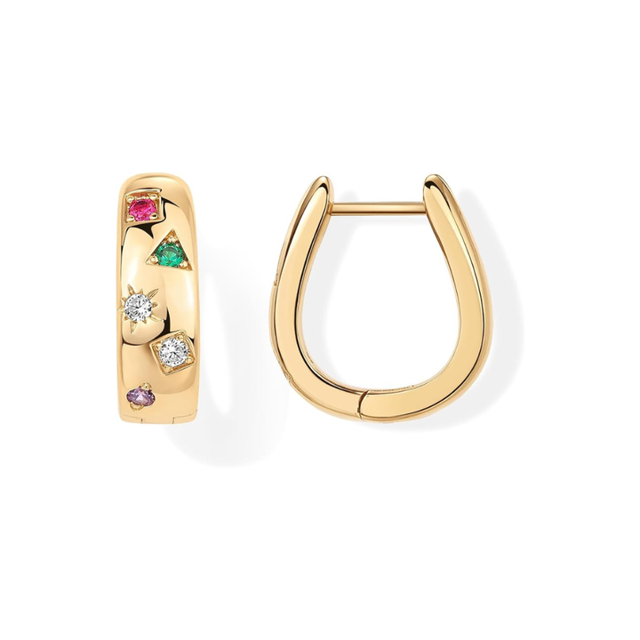 Boucles d'oreilles vague colorée | Or
