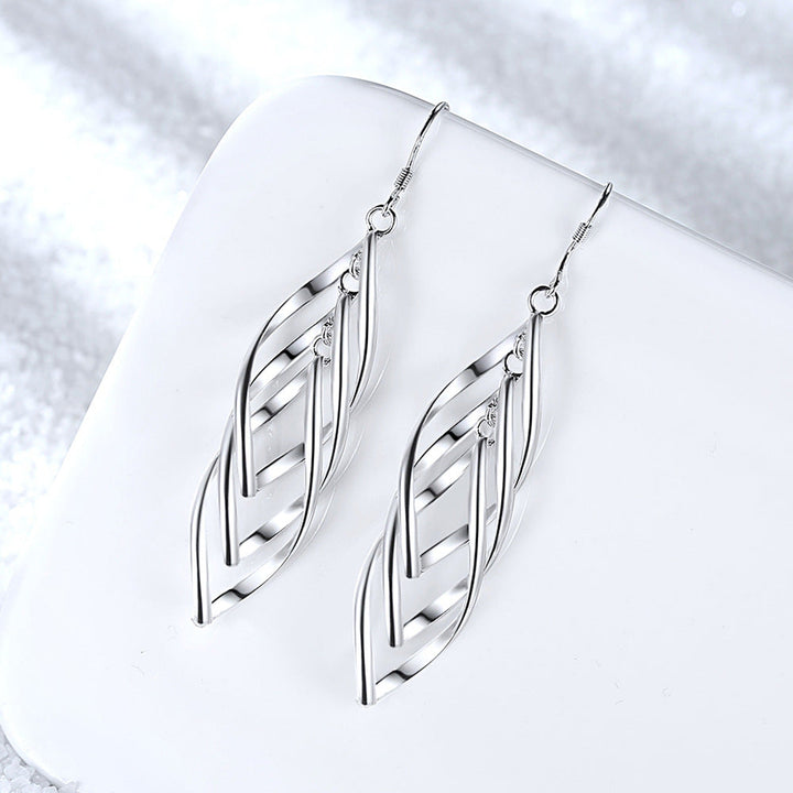 Boucles d'oreilles vague tressée Solenne | Or blanc