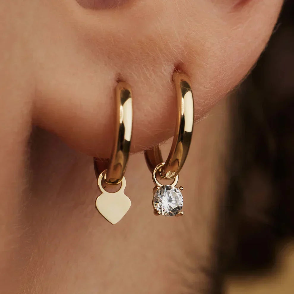 Boucles d'oreilles créoles en pierre larmes de lune | Or