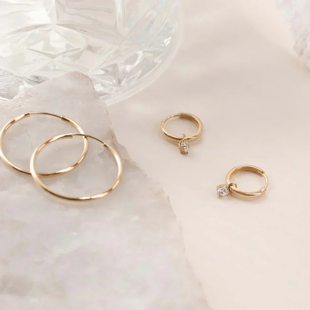 Boucles d'oreilles créoles en pierre larmes de lune | Or