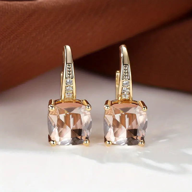 Boucles d'oreilles créoles en pierre de saphir mystique | Or
