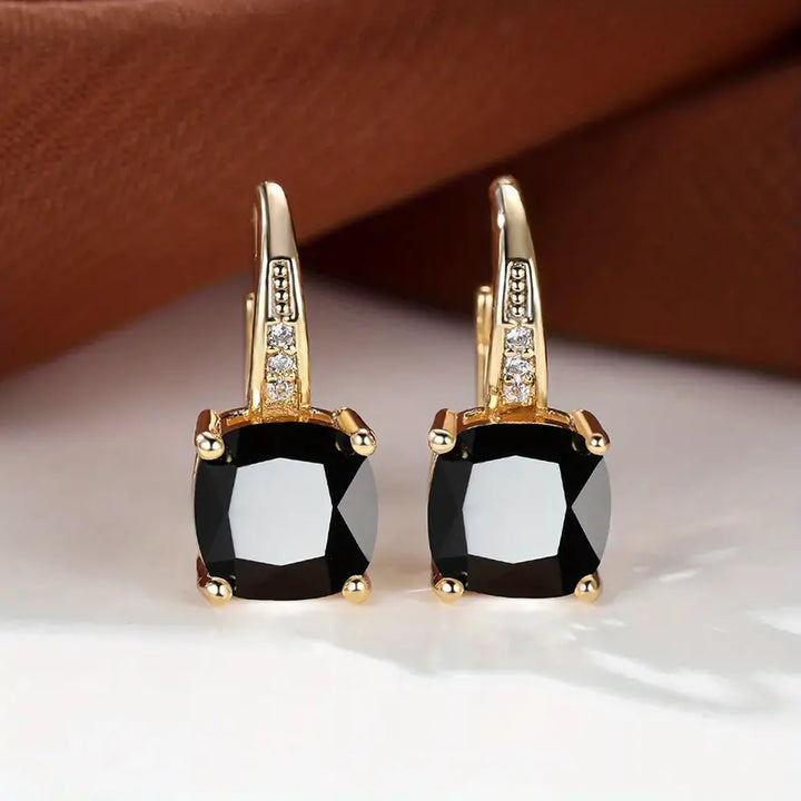 Boucles d'oreilles créoles en pierre de saphir mystique | Or