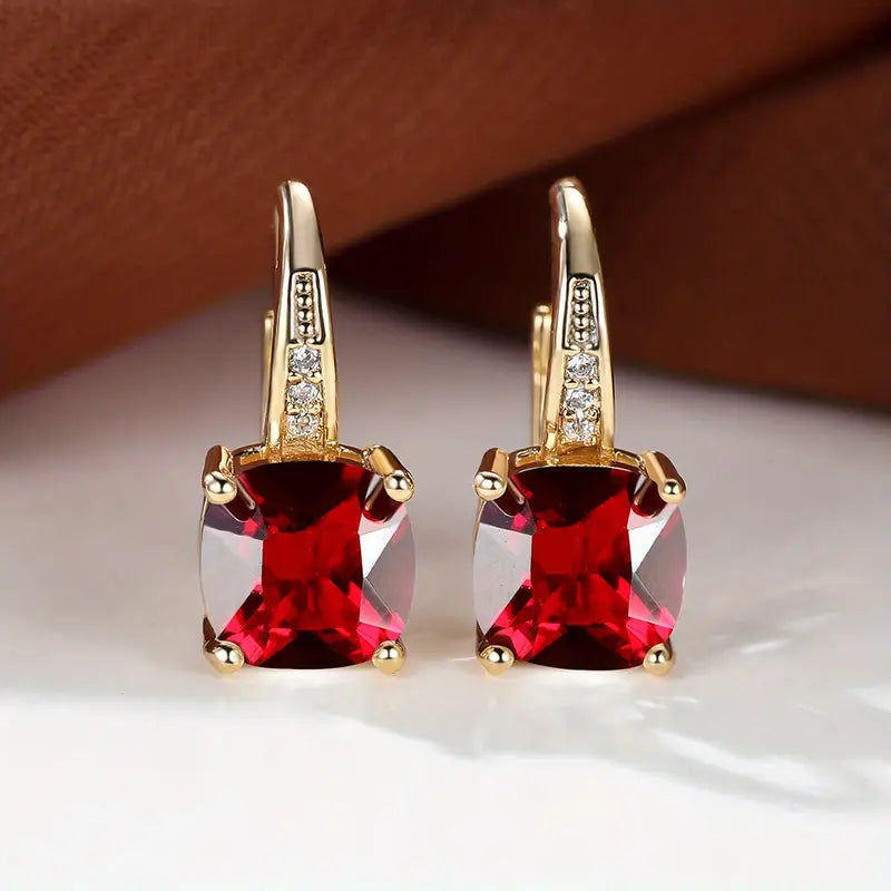 Boucles d'oreilles créoles en pierre de saphir mystique | Or