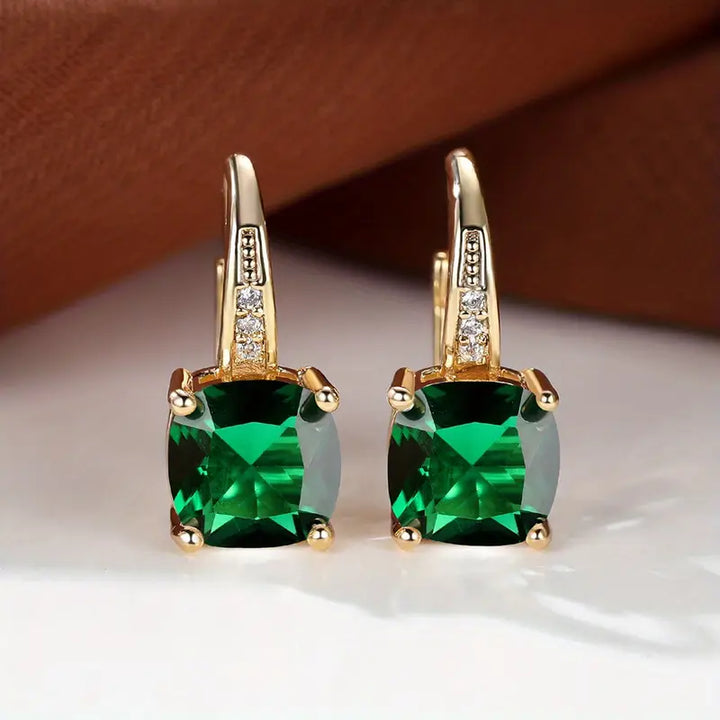 Boucles d'oreilles créoles en pierre de saphir mystique | Or