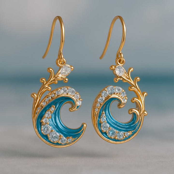 Boucles d'oreilles avec des vagues rayonnantes | Or