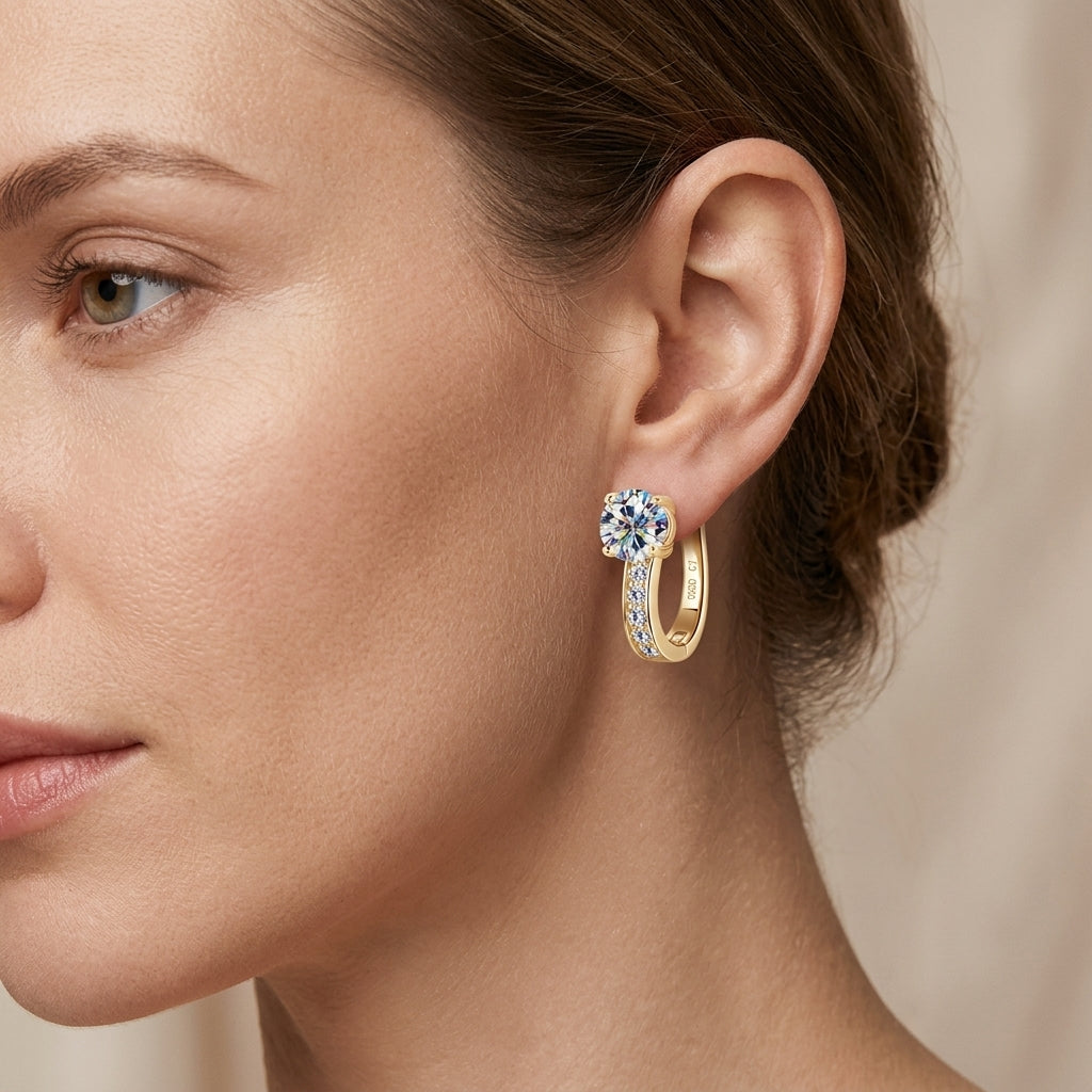 Boucles d'oreilles en Argo avec moissanite | Or