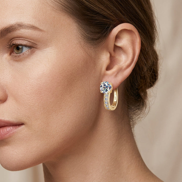 Boucles d'oreilles en Argo avec moissanite | Or