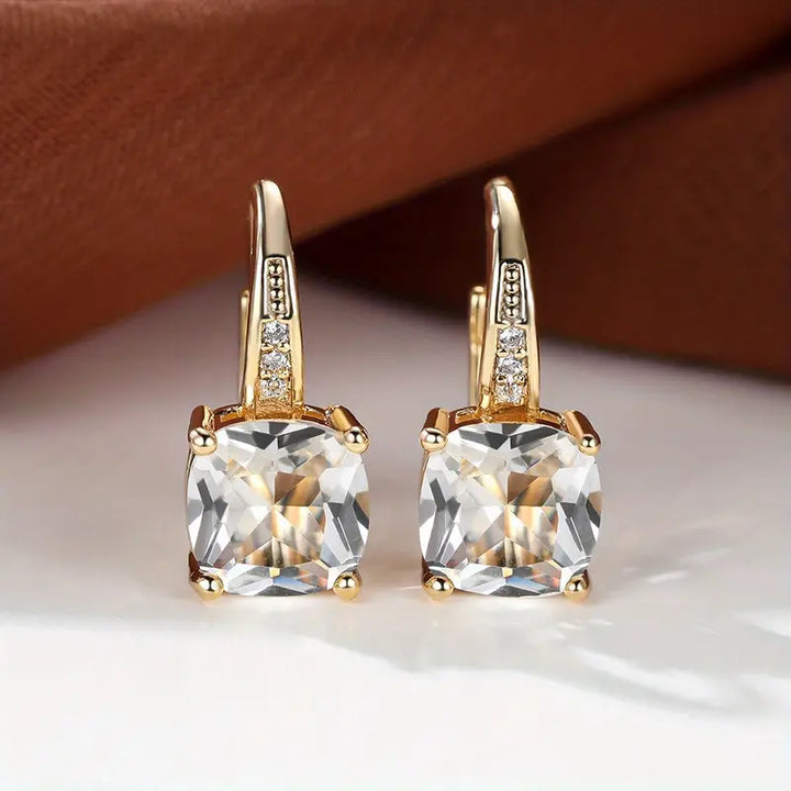 Boucles d'oreilles en anneau en pierre mystique | Or