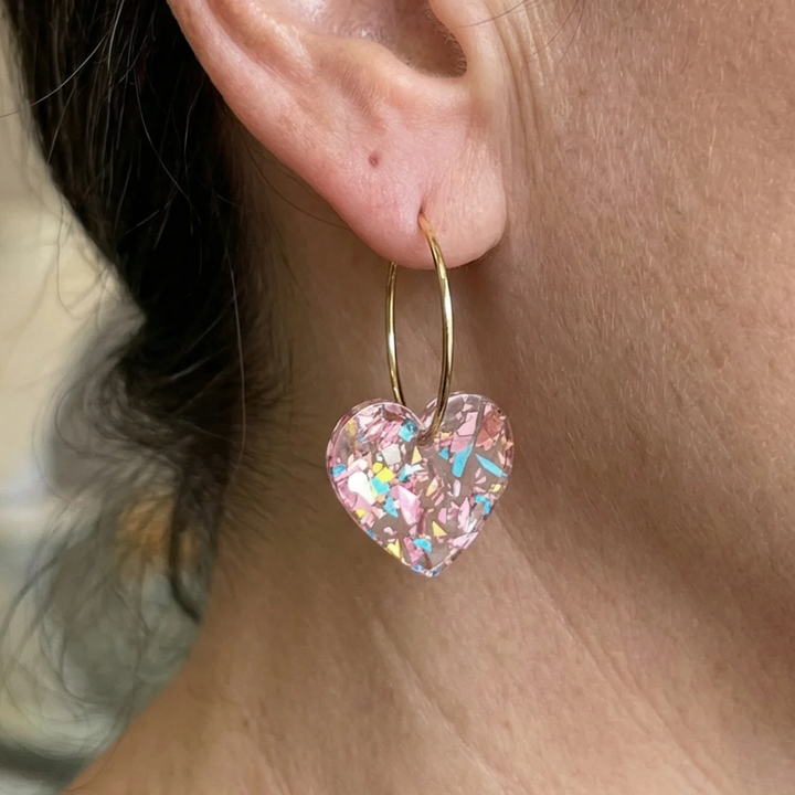 Boucles d'oreilles en forme de cœur en sucre | Or