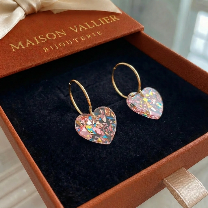 Boucles d'oreilles en forme de cœur en sucre | Or