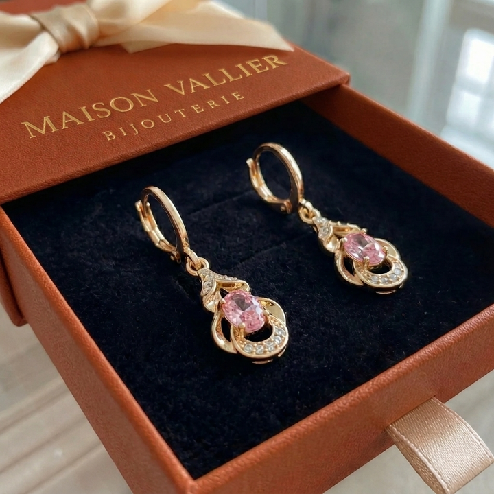 Boucles d'oreilles en forme de goutte de rosée au clair de lune | Or rose