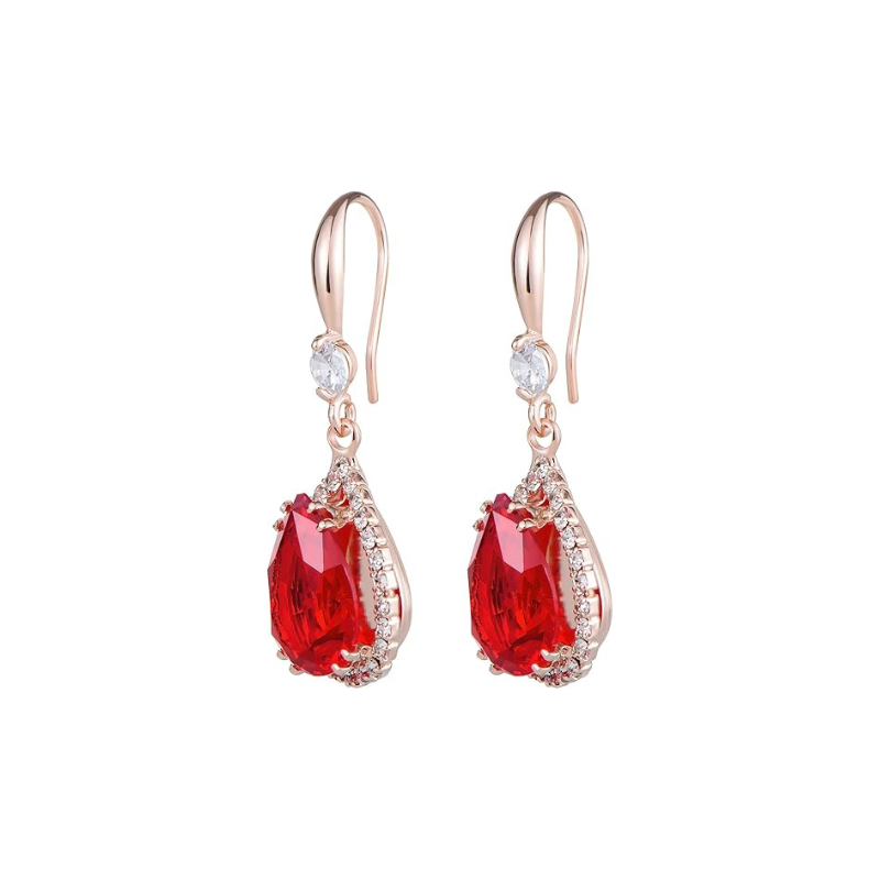 Boucles d'oreilles en forme de goutte de ruby | Or rose