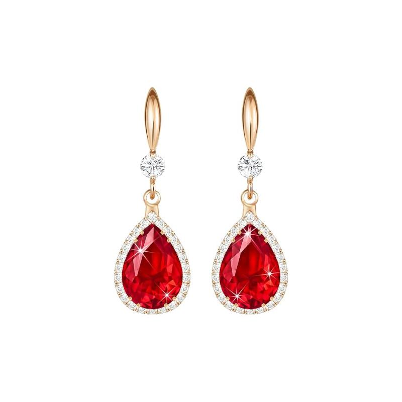 Boucles d'oreilles en forme de goutte de ruby | Or rose