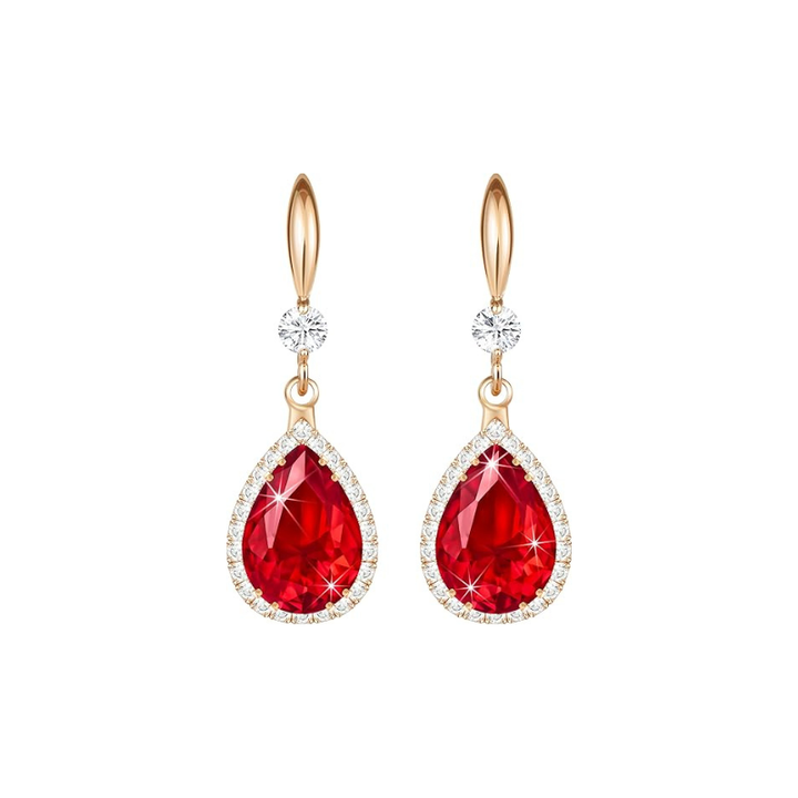 Boucles d'oreilles en forme de goutte de ruby | Or rose