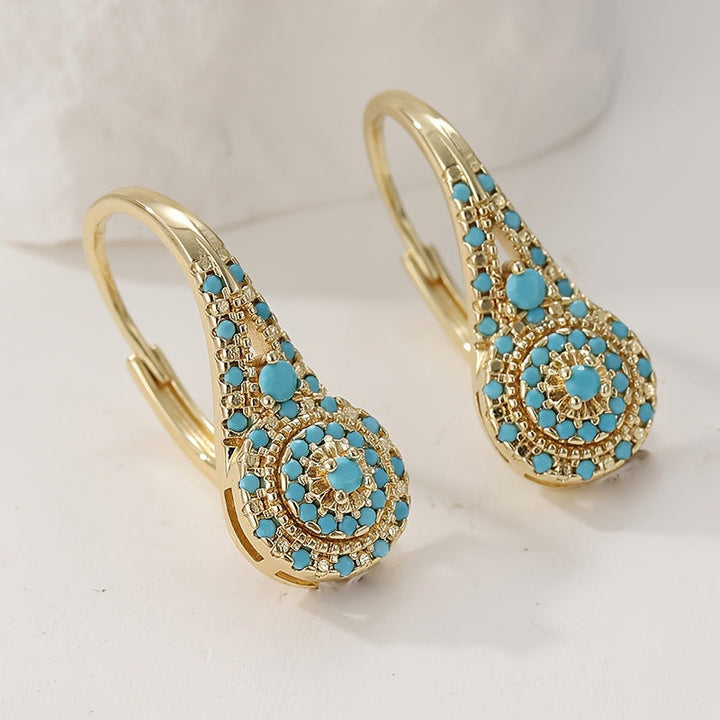 Boucles d'oreilles en grappe turquoise Valenne | Or