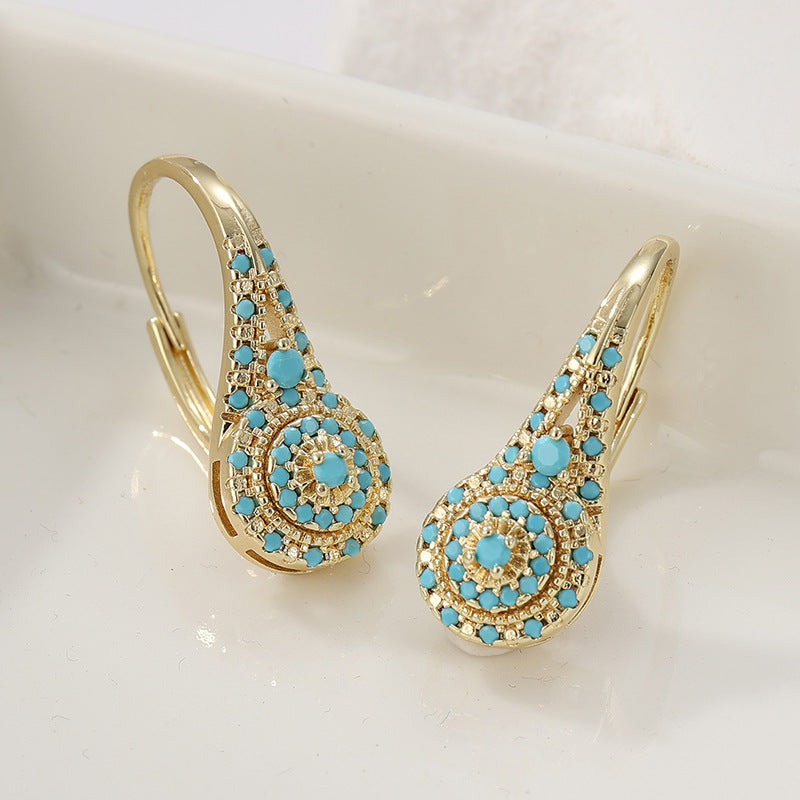 Boucles d'oreilles en grappe turquoise Valenne | Or