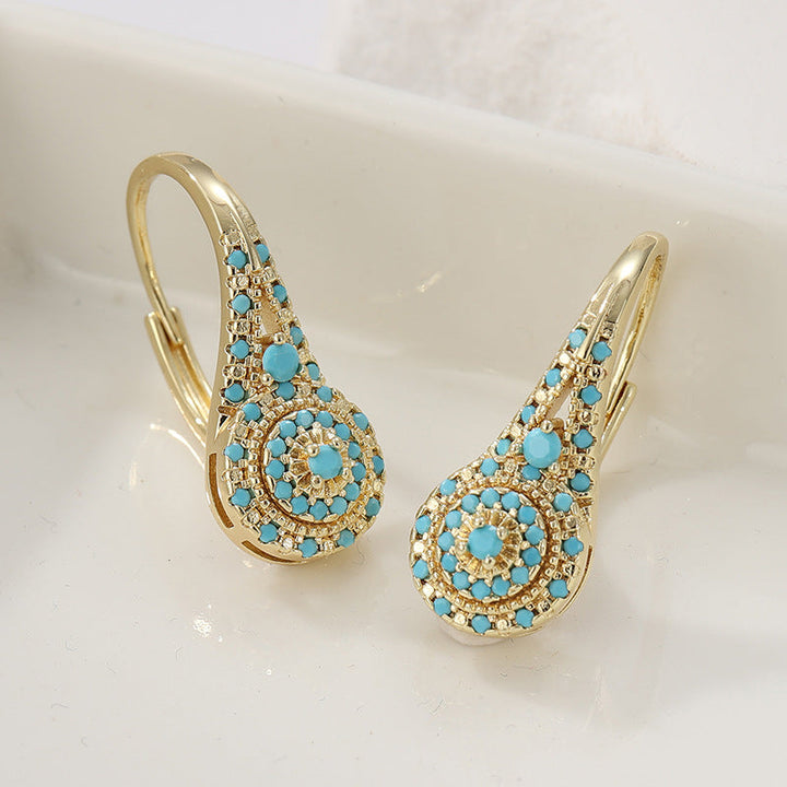 Boucles d'oreilles en grappe turquoise Valenne | Or