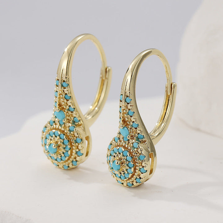 Boucles d'oreilles en grappe turquoise Valenne | Or